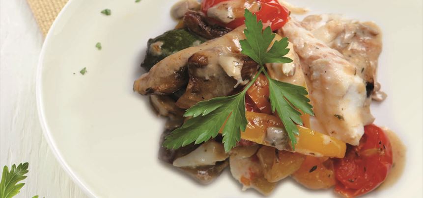 Imagen de Dorada con salsa de setas y verduras