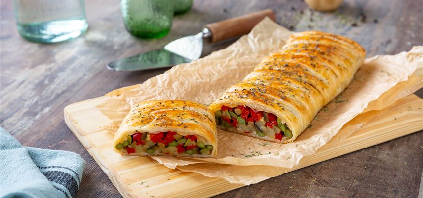 Imagen de Trenza de hojaldre rellena de verduras asadas
