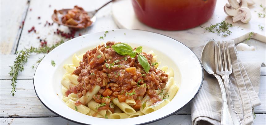 Imagen de Salsa Boloñesa de lentejas con pasta
