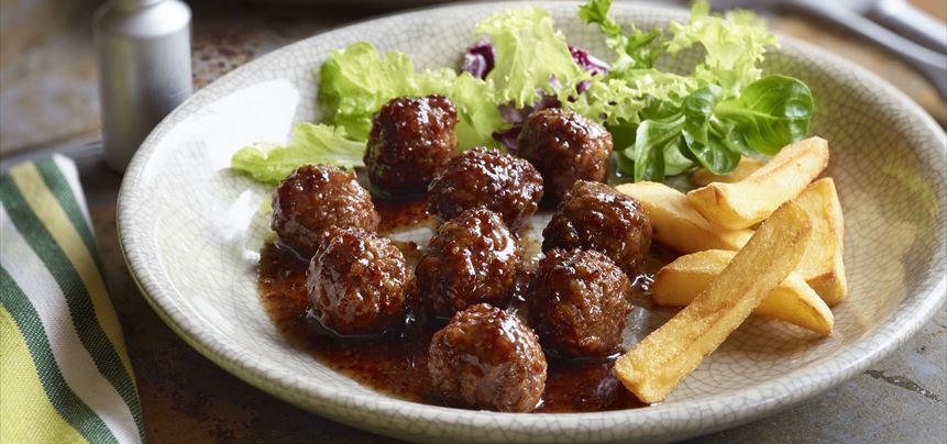 Imagen de Albóndigas vegetarianas con salsa de mostaza y miel