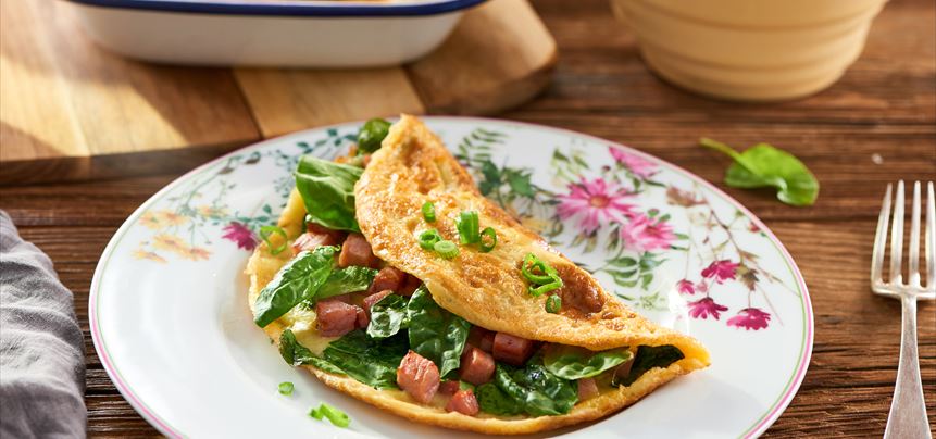 Imagen de Tortilla de jamón y espinacas frescas