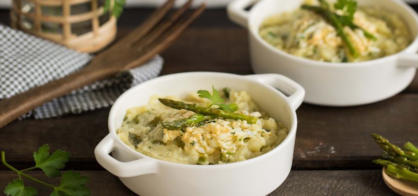 Imagen de Puré de patatas con espárragos verdes