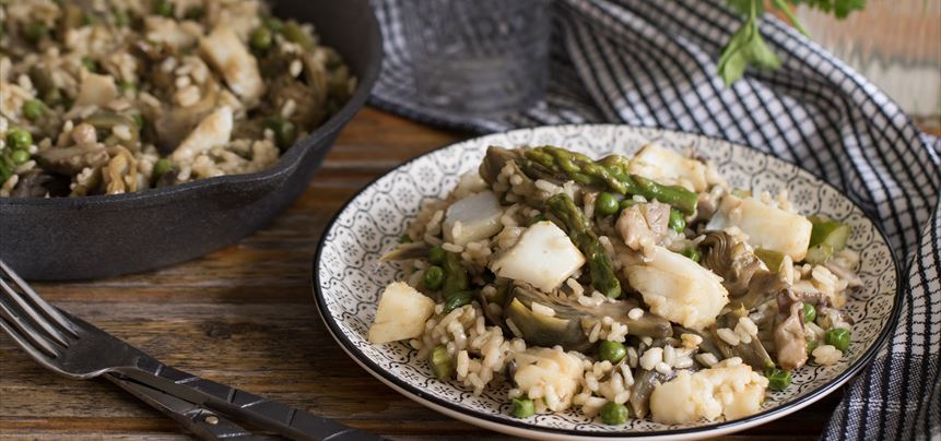Imagen de Arroz con bacalao y verduras de primavera