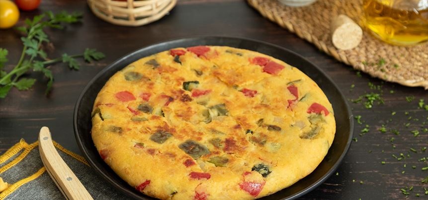 Imagen de Tortilla vegana de verduras con patata