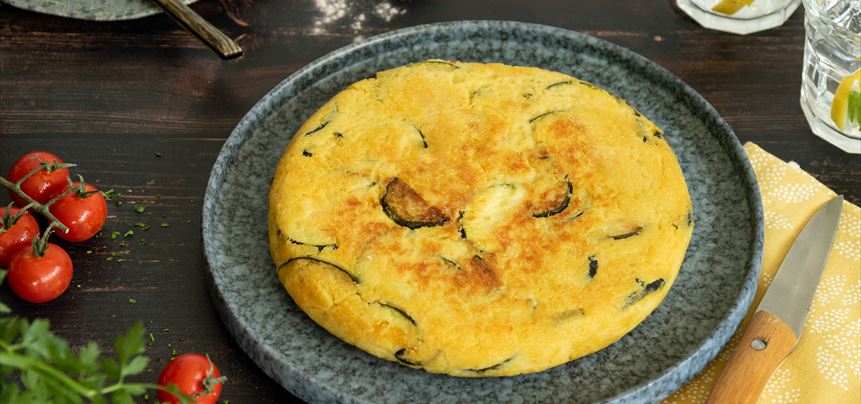 Imagen de Tortilla de patatas vegana con calabacín
